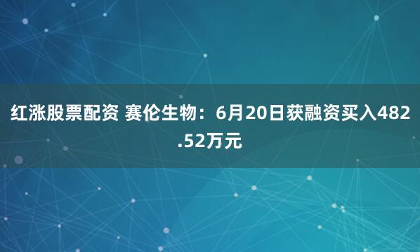 红涨股票配资 赛伦生物：6月20日获融资买入482.52万元